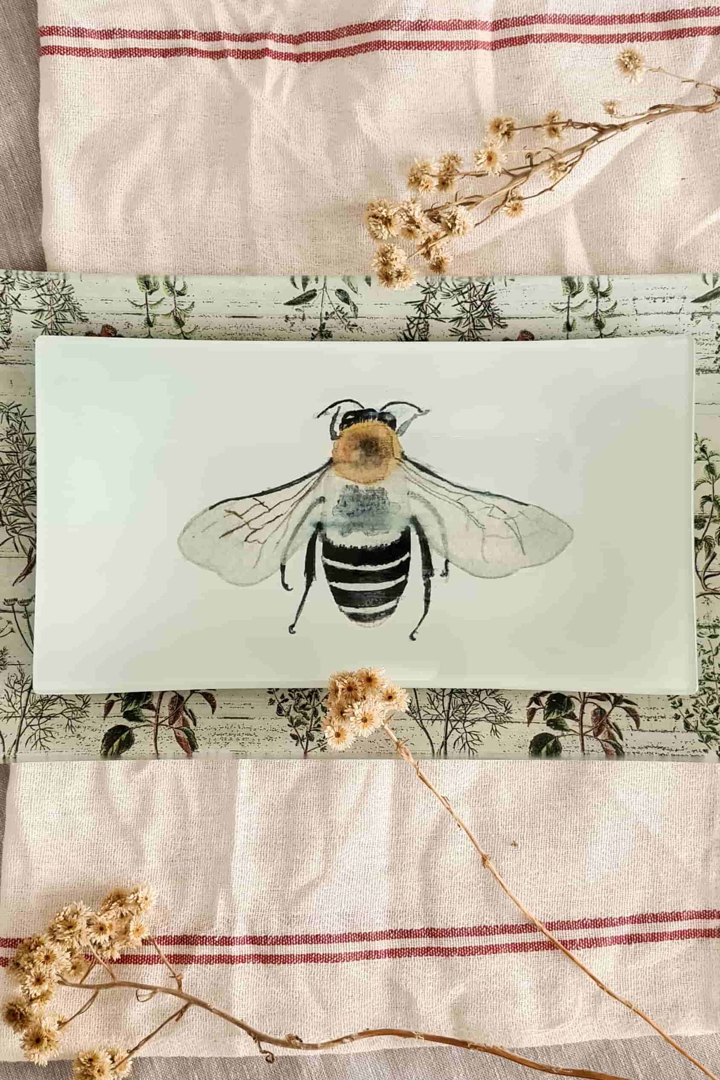 Bandeja rectangular grande abejas