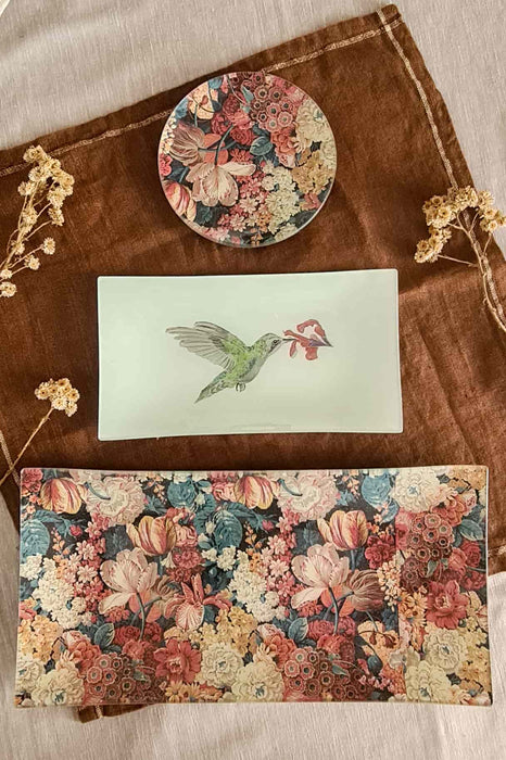 Bandeja rectangular grande flores